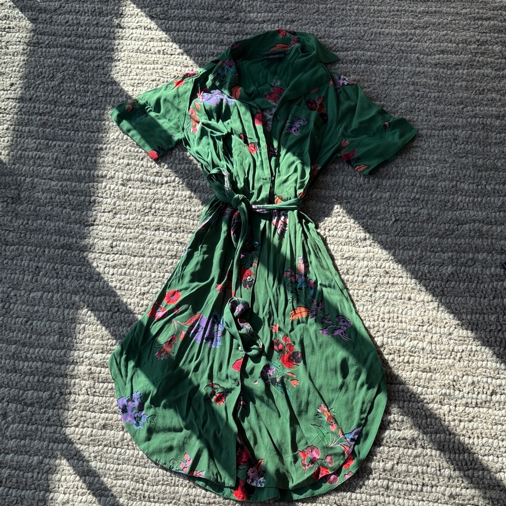 Maeve Green Floral Midi Dress